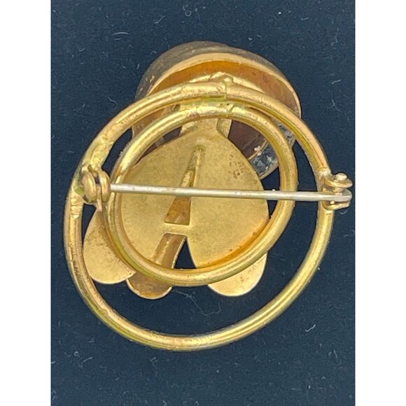 Vintage Brass MCM Abstract Artistic Design 1.5" Brooch - Picture 6 of 9